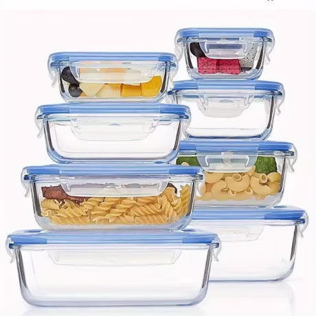 【2026 Flash Sale + Free Shipping】16pcs Glass Food Container Set | Lunch Boxes, Portable Storage for Microwave and Dishwasher, Locking Lid, Rectangular Borosilicate Glass, for Refrigerator and Kitchen Dining Room (8 Containers + 8 Lids)