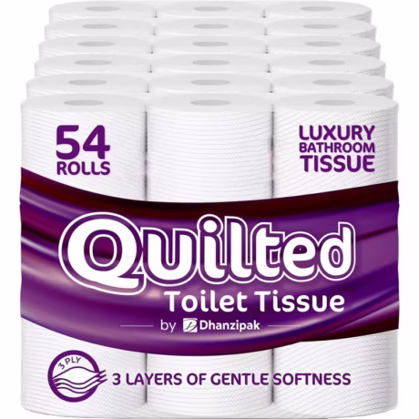 【2026 Limited Time Deals + Free Shipping】54 Rolls of 3-Ply Premium Quilted Toilet Paper | Generous Length per Roll | Luxuriously Soft, Strong & Highly Absorbent Toilet Tissue